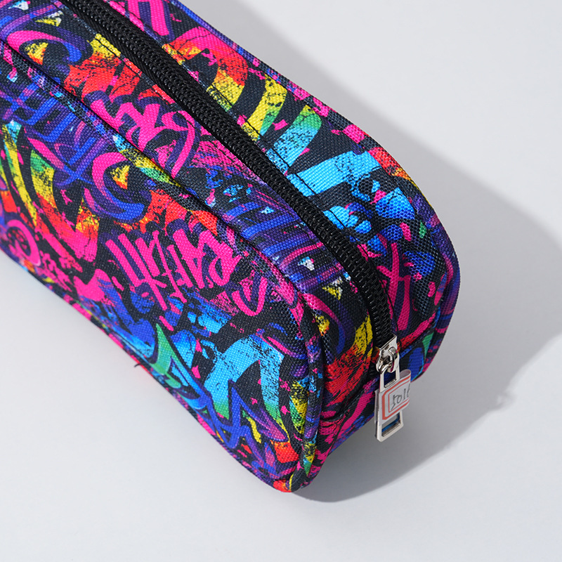 New large-capacity printed high-end student pencil case, high appearance level cartoon zipper pencil case, multi-functional stationery box pic 8