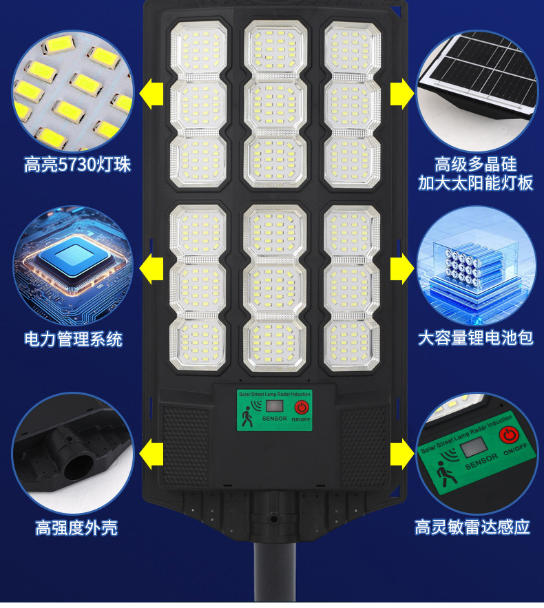 跨境爆亮一体化太阳能路灯 户外防水人体感应庭院灯新农村LED壁灯详情26