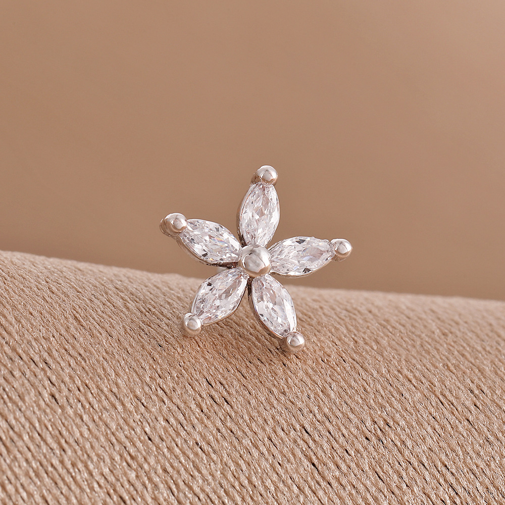 跨境钛钢镶钻鼻钉螺丝拧球直杠鼻钉不锈钢耳钉气质小众设计感耳钉详情3