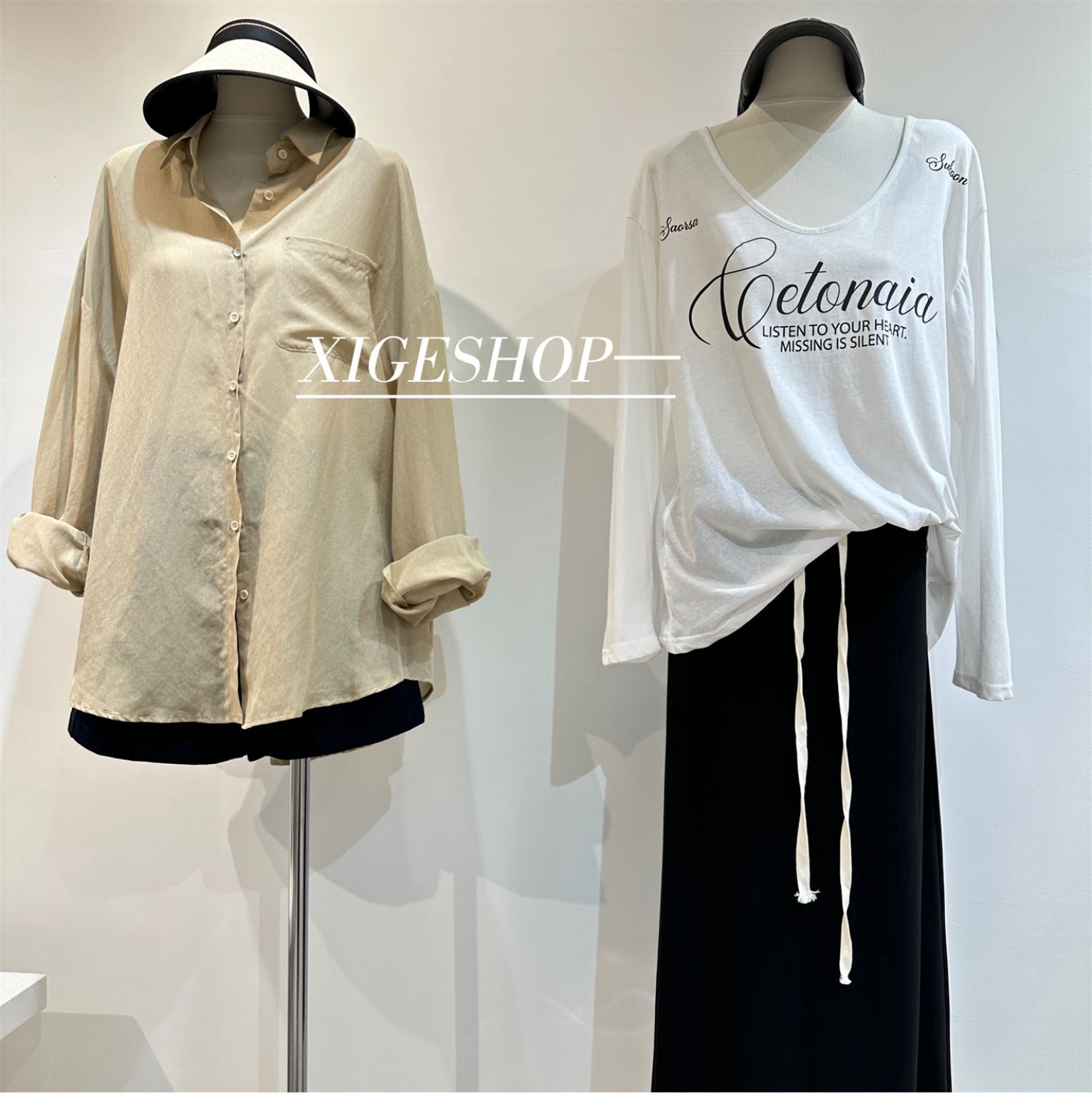 The contrasting color waist drawstring skirt is A high-waisted, slimming dress with a split mid-length, casual and versatile A-line skirt for women in summer pic 36