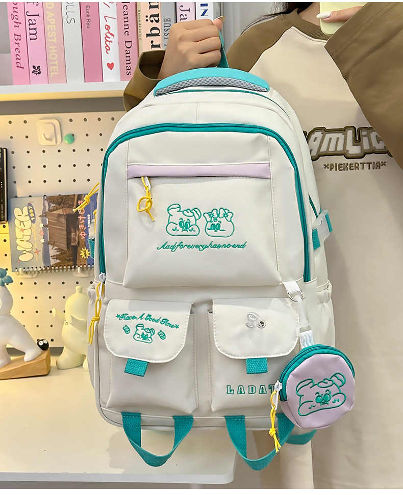 Japanese and Korean casual backpacks, forest-style schoolbags, multi-pocket schoolbags for primary school students, large capacity for cross-border travel for junior and senior high school students pic 24