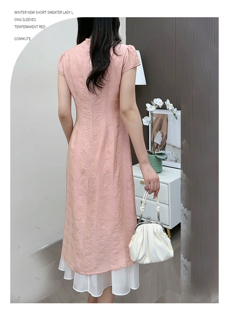 优雅气质稚菊新中式国风复古改良款立领旗袍女春夏绝美拼接连衣裙详情8