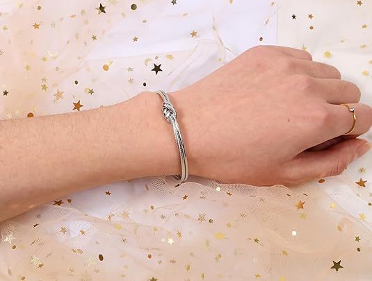 New fashionable double-line knotted open brass bracelet, simple knotted open adjustable bracelet, simple, niche and cool pic 2
