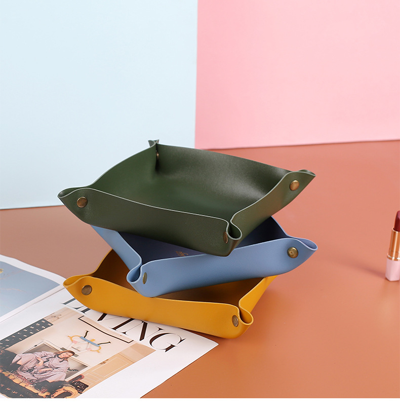 工厂直销现货桌面皮革收纳盒饰品化妆品首饰盒玄关茶几钥匙储物详情12