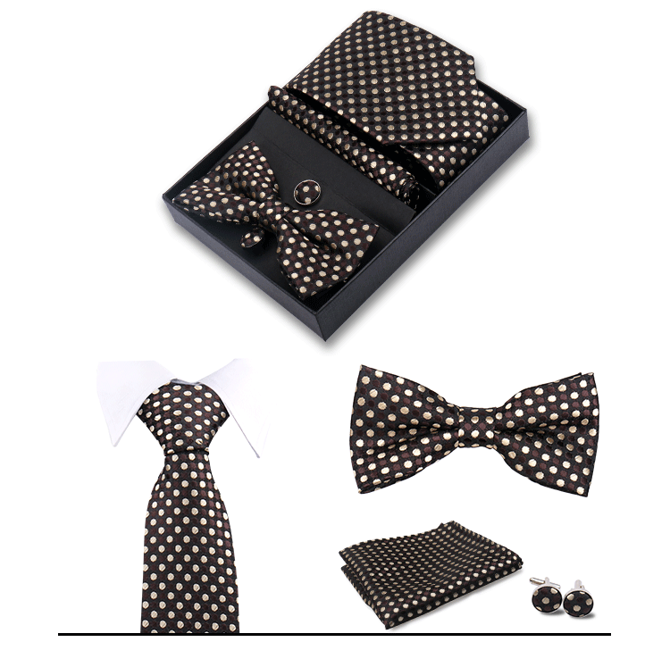 男士商务8cm领带领结口袋巾5件套礼盒装婚礼宴会条纹黑色手打领带详情34