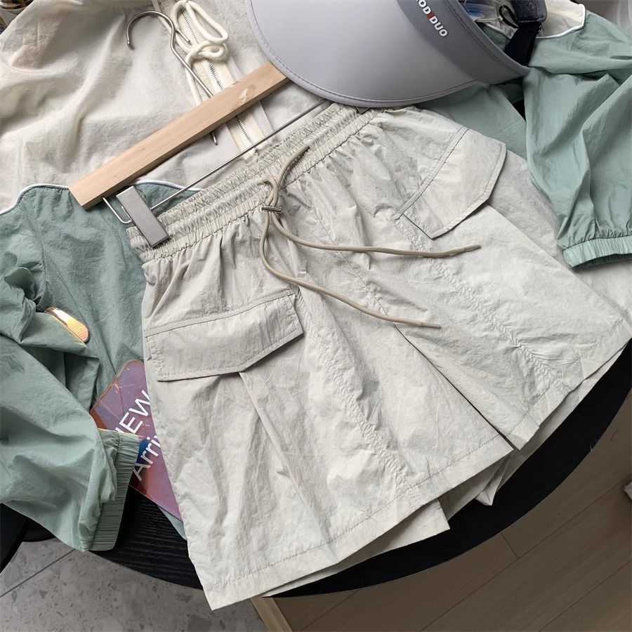 工装阔腿短裤女夏季2023新款高腰抽绳宽松直筒裤显廋A字短裤子ins详情14