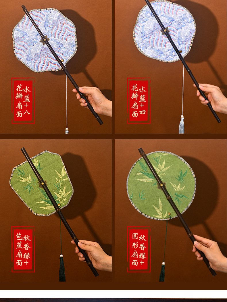 Intangible cultural heritage waist fan diy material package, Chinese-style handcrafted ancient style, rollable and foldable Hanfu gift round fan, Chinese-style fan pic 11