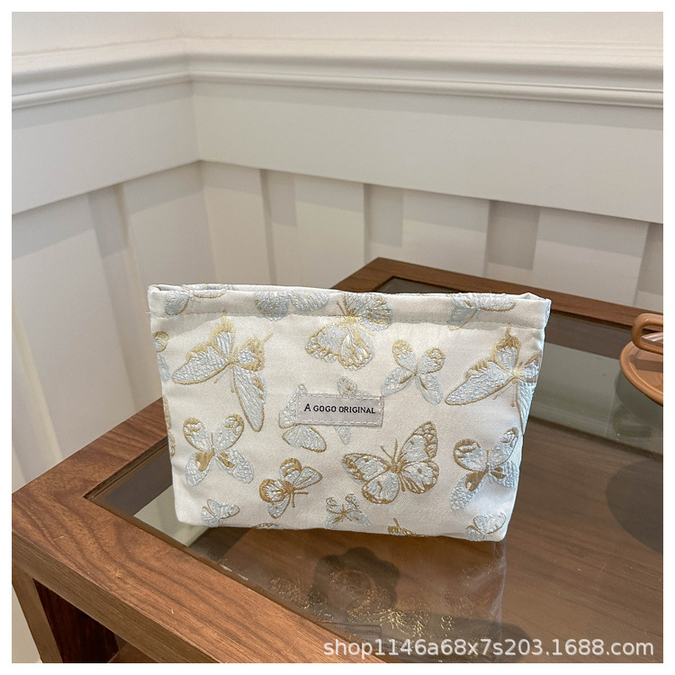 跨境蝴蝶化妆包小清新便携护肤品收纳袋旅行洗漱包帆布方包手拿包详情13
