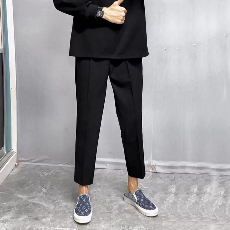 Verano slim marca de moda negro samurai pantalones pequeños espíritu social chicos tendencia pies pequeños recto nueve puntos pantalones casuales hombre pic 9