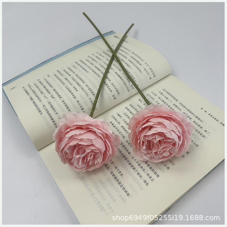 洋牡丹仿真花新款单支人造花西洋玫玫瑰茶玫婚庆装饰批发礼盒款详情2