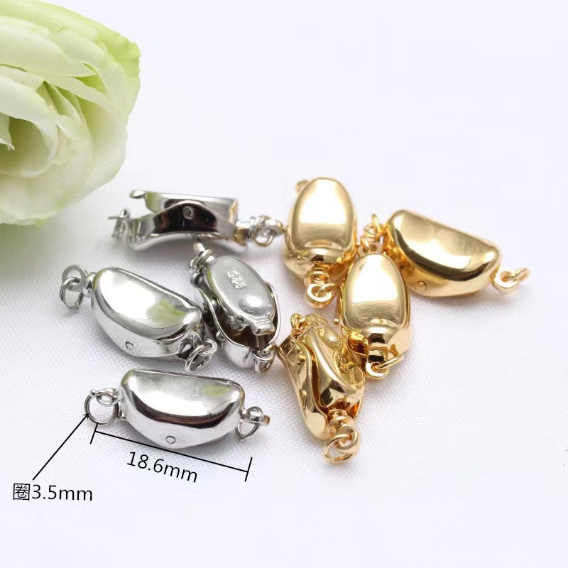 仿金保色金插片插棒扣项链连接扣diy铜元宝扣子扣头珍珠接头扣DIY详情6