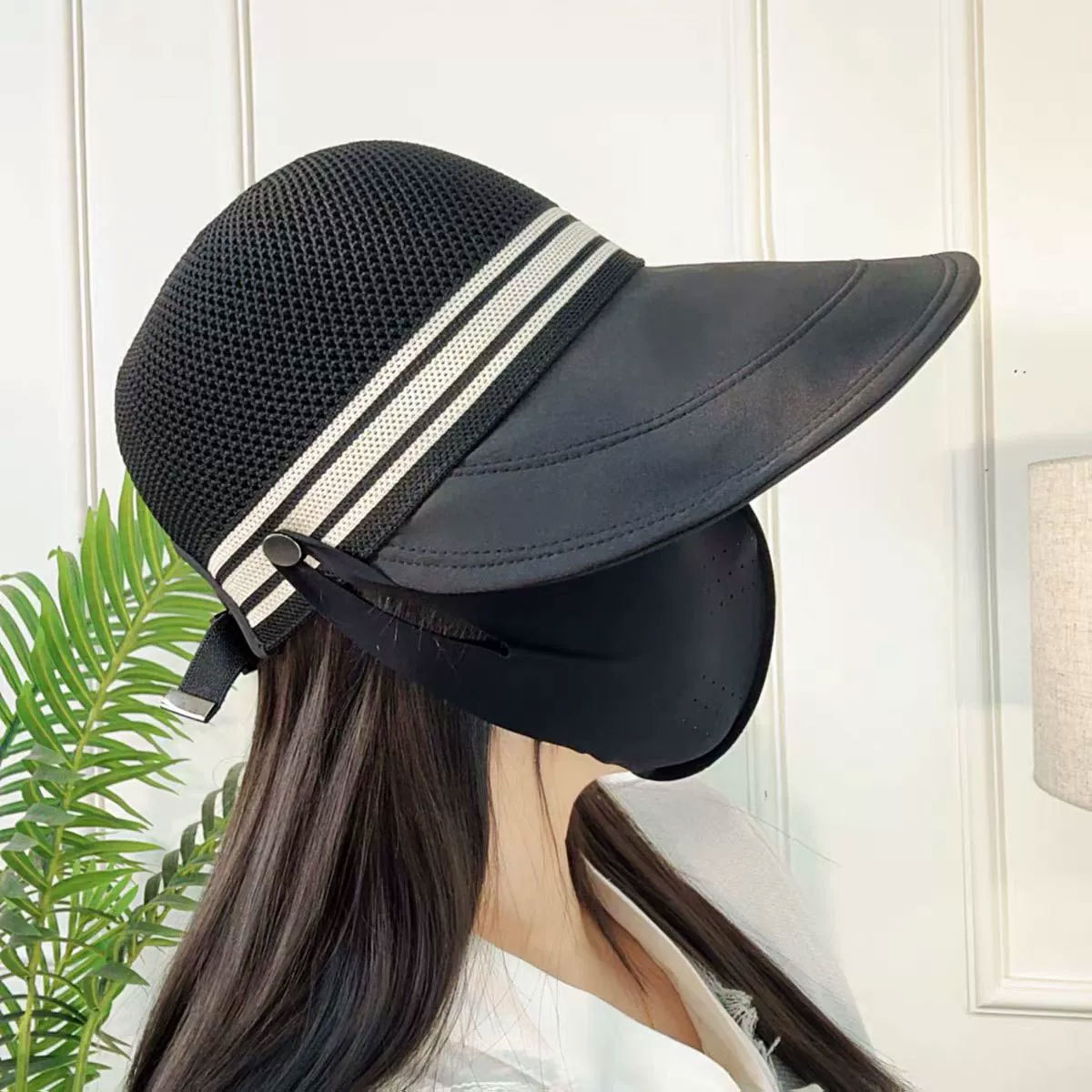 Crossover 2025 nuevo primavera verano gran visera calado transpirable techo vacío sombrero de protección solar mujer salida al aire libre gran techo sombra pato pic 3
