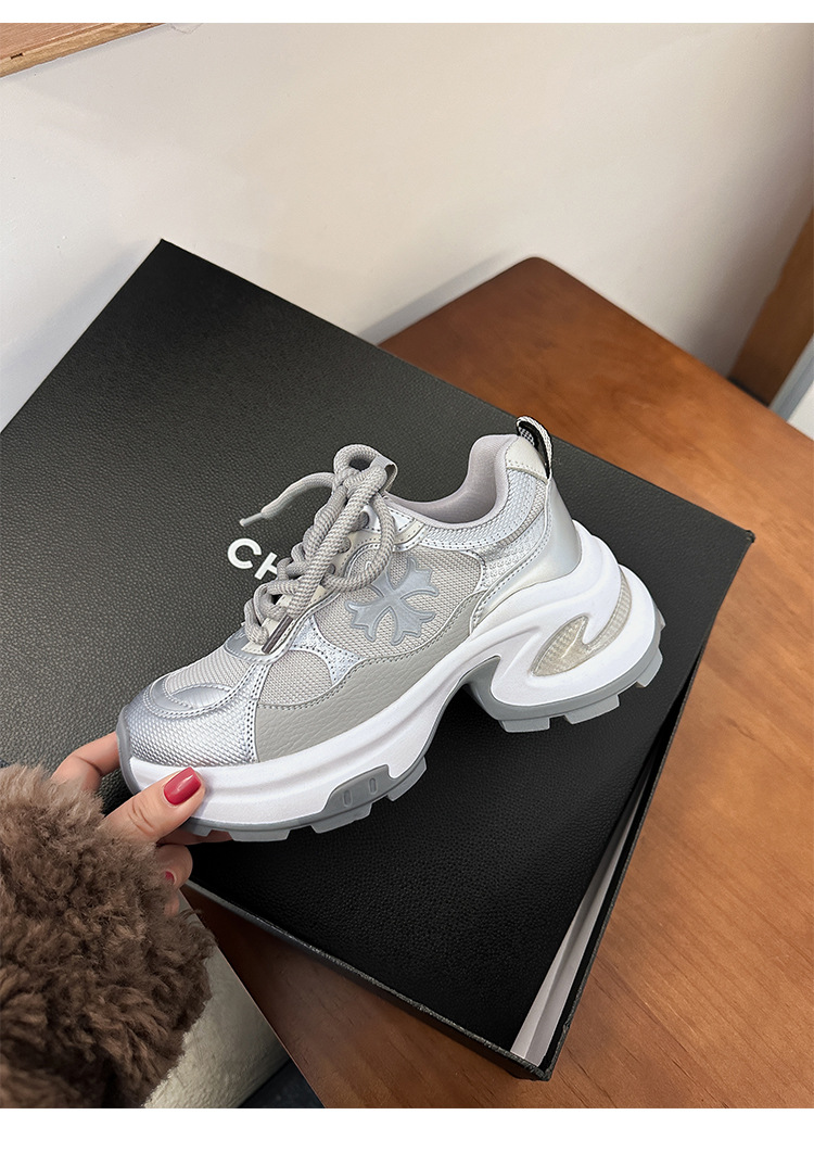 苏茵茵同款增高7.5cm~十字花厚底休闲运动鞋女厚底老爹鞋跑步鞋详情34