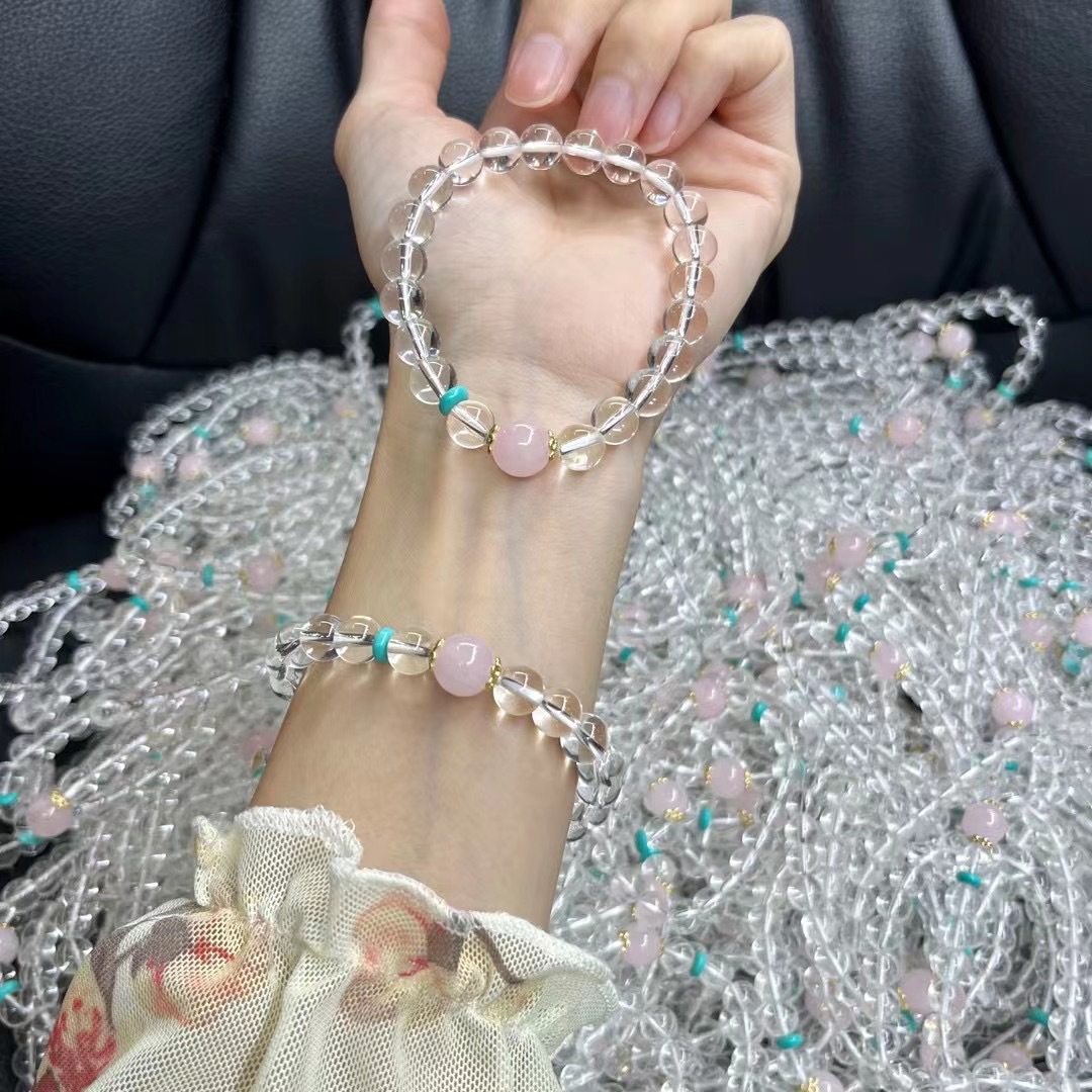 金昇源珠宝白水晶冰种手链马粉绿松新款女生休闲生日爆款设计闺蜜详情2