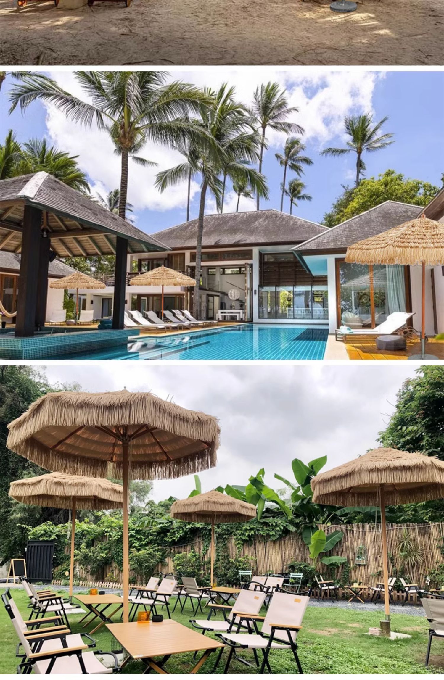 3MLE茅草伞户外遮阳伞庭院伞中柱伞室外摆摊太阳伞露营草棚稻详情17