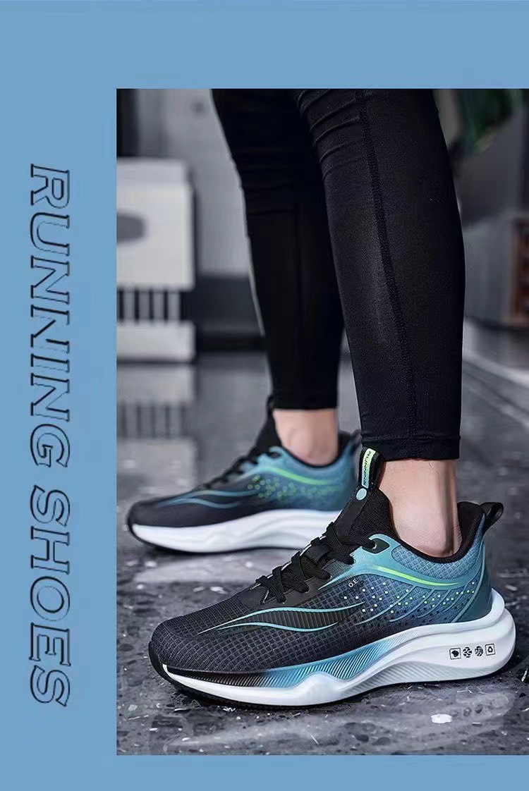 运动鞋男夏季新款网面透气高级休闲单鞋前系带低帮学生撞色跑步鞋详情5