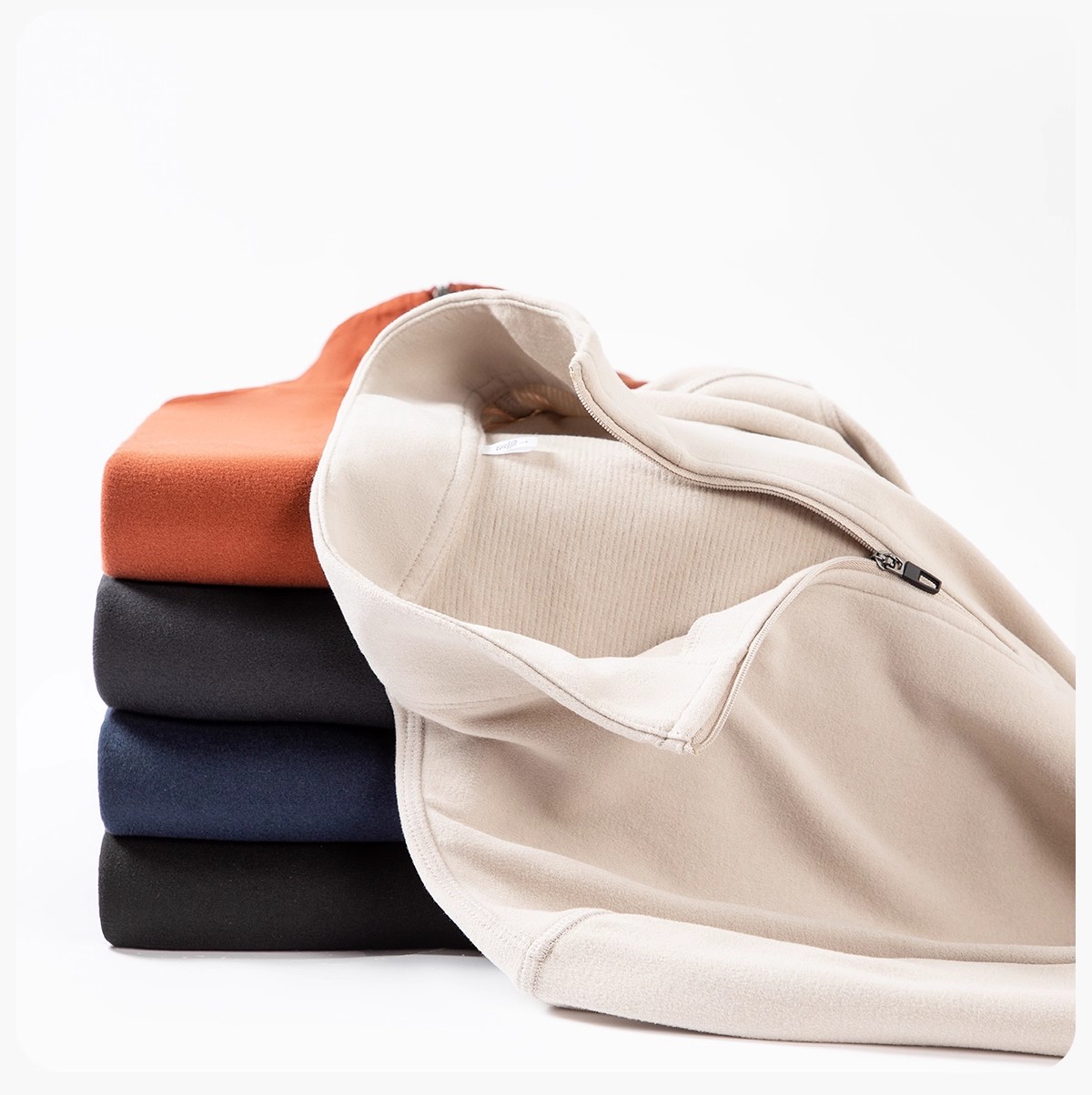 【含绵羊毛】半拉链立领双面磨毛打底衫男可外穿纯色长袖T恤休闲详情20