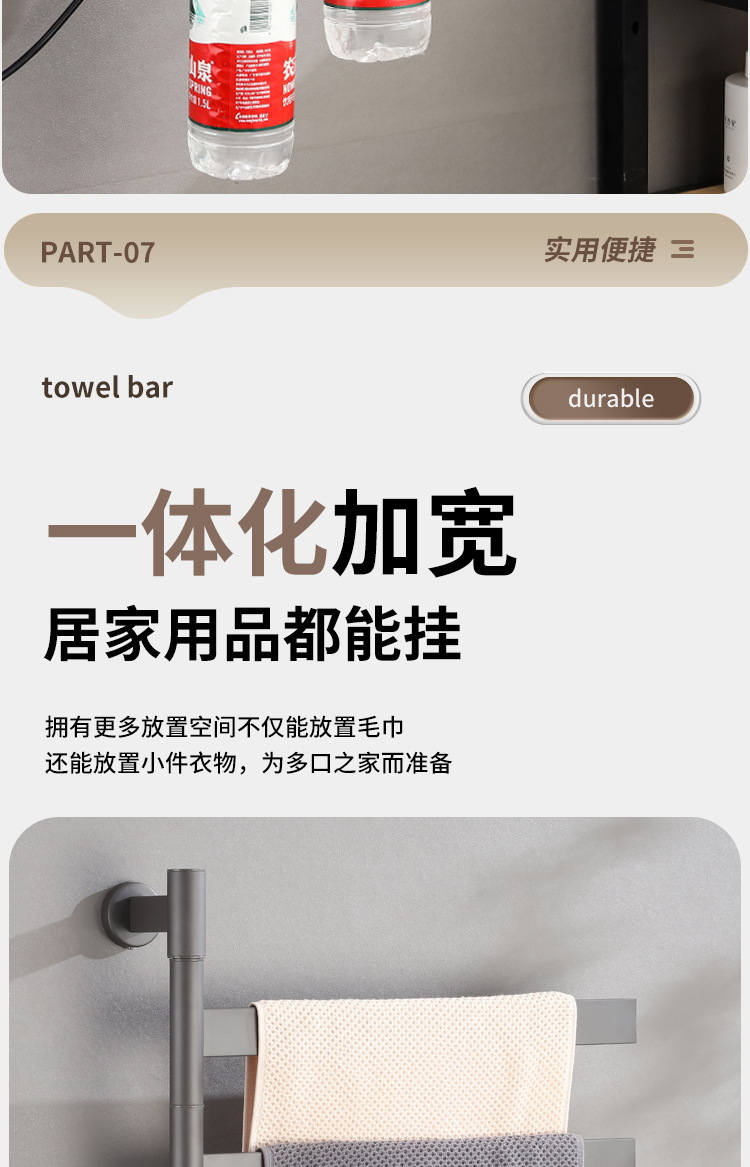 不锈钢智能电热毛巾架可旋转卫生间免打孔烘干加热浴室跨境亚马逊详情15