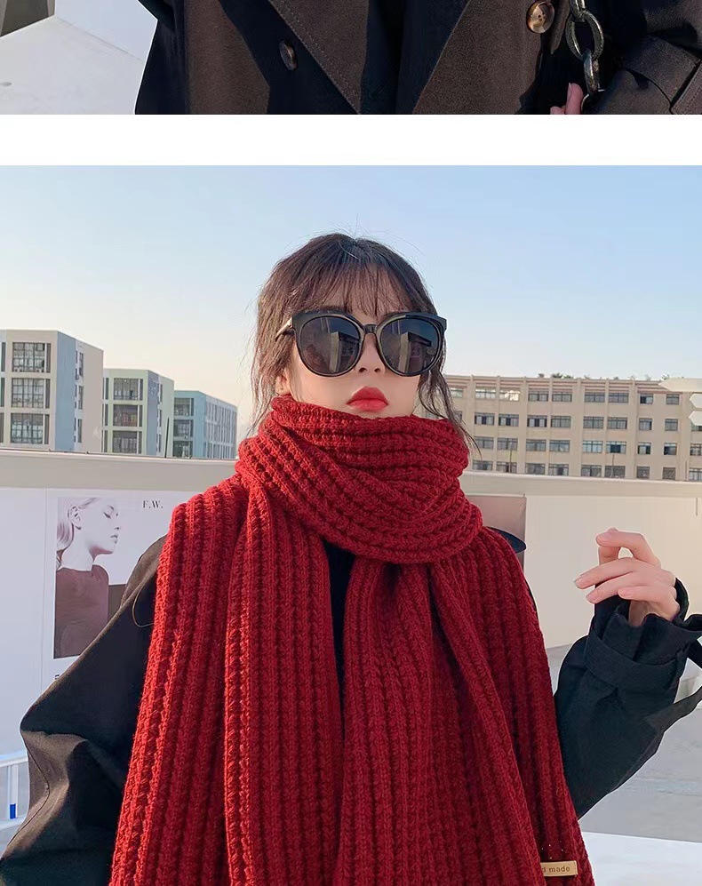 One-piece delivery for autumn and winter: Korean-style solid-color woolen scarves for women, warm, cute for students, couples, and versatile knitted scarves for Internet celebrities and men. Wholesale at street stalls pic 8