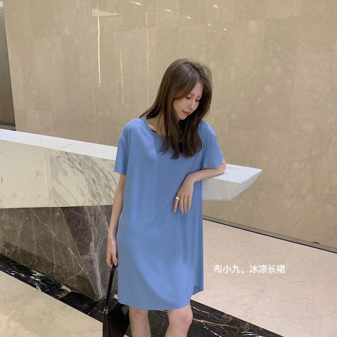 冰丝凉凉裙子2023夏季新款时尚女装睡裙气质连衣裙宽松学生中长裙详情18