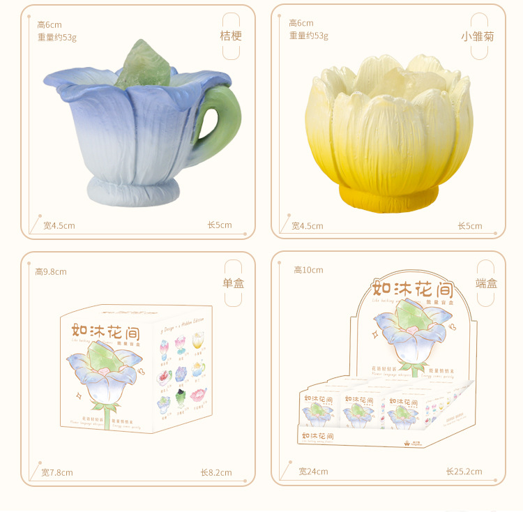 如沐花间能量盲盒 创意水晶设计树脂工艺品摆件桌面装饰摆件盲盒详情10