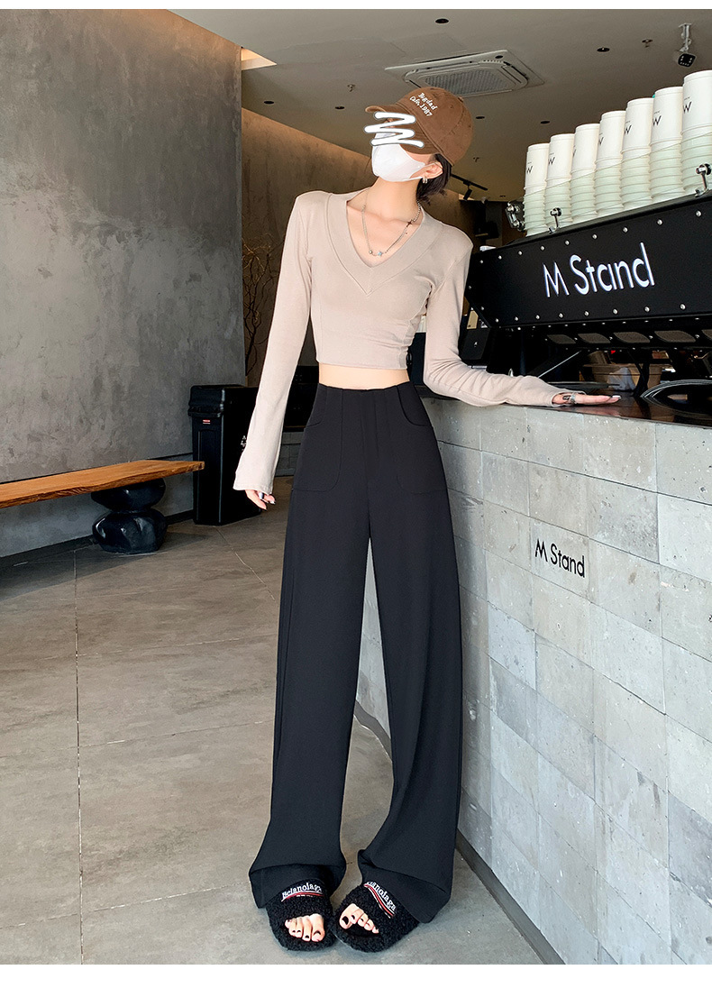 窄版西装裤女秋季2025新款宽松高腰垂感休闲长裤百搭直筒阔腿裤子详情12