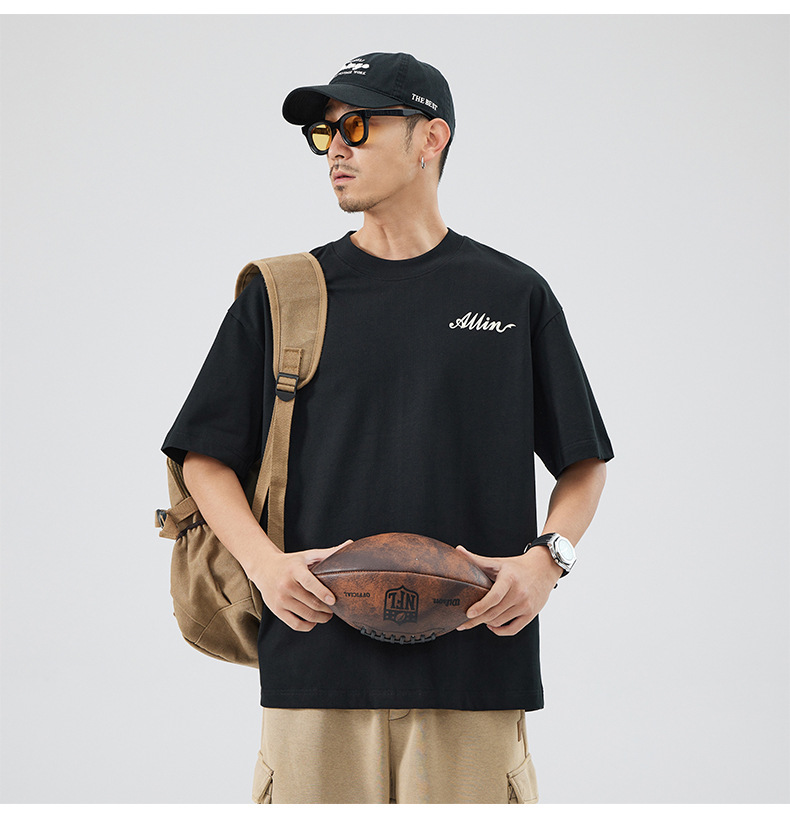 The 2025 summer new half-sleeved T-shirt for men is a trendy and versatile short-sleeved American retro printed loose round-neck T-shirt pic 12