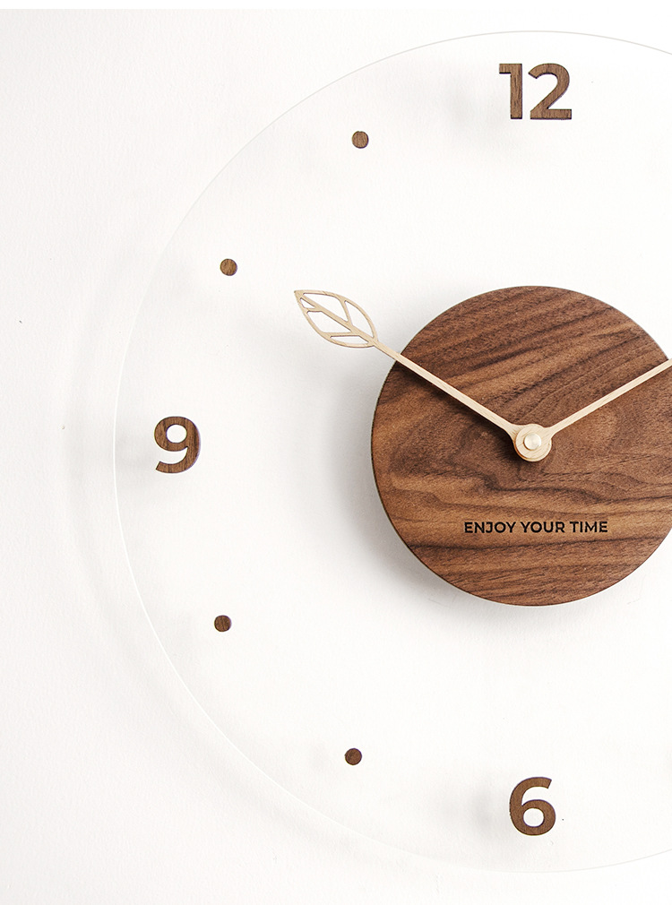 Simple Nordic Wall Clock, creative solid wood acrylic glass home living room wall clock, decorative wall clock pic 10