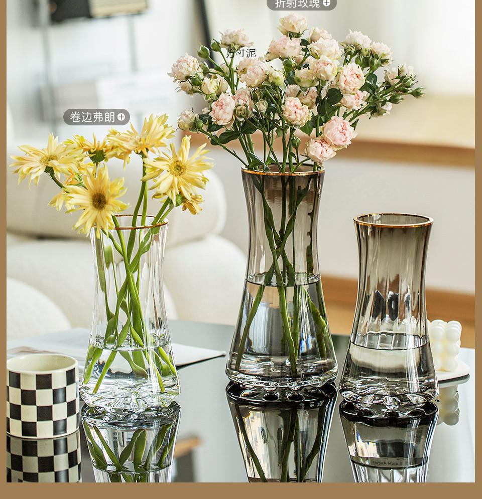 简约轻奢加厚ins风透明玻璃花瓶水养富贵竹鲜花插花客厅摆件批发详情16