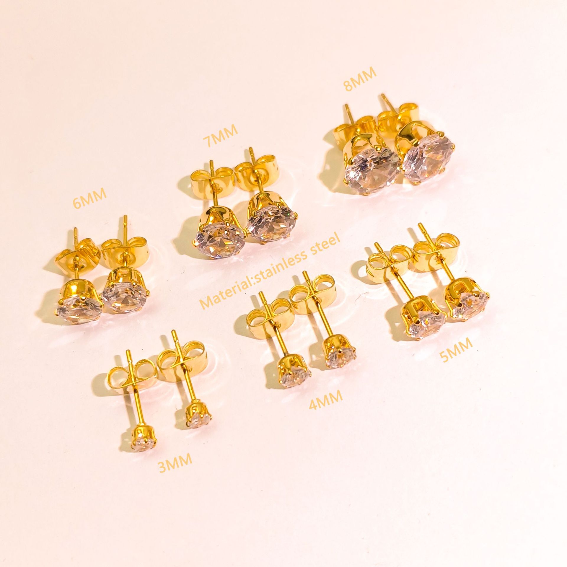 批发外贸皇冠不锈钢锆石耳钉六爪小耳钉耳饰钛钢耳骨钉女流行饰品详情19