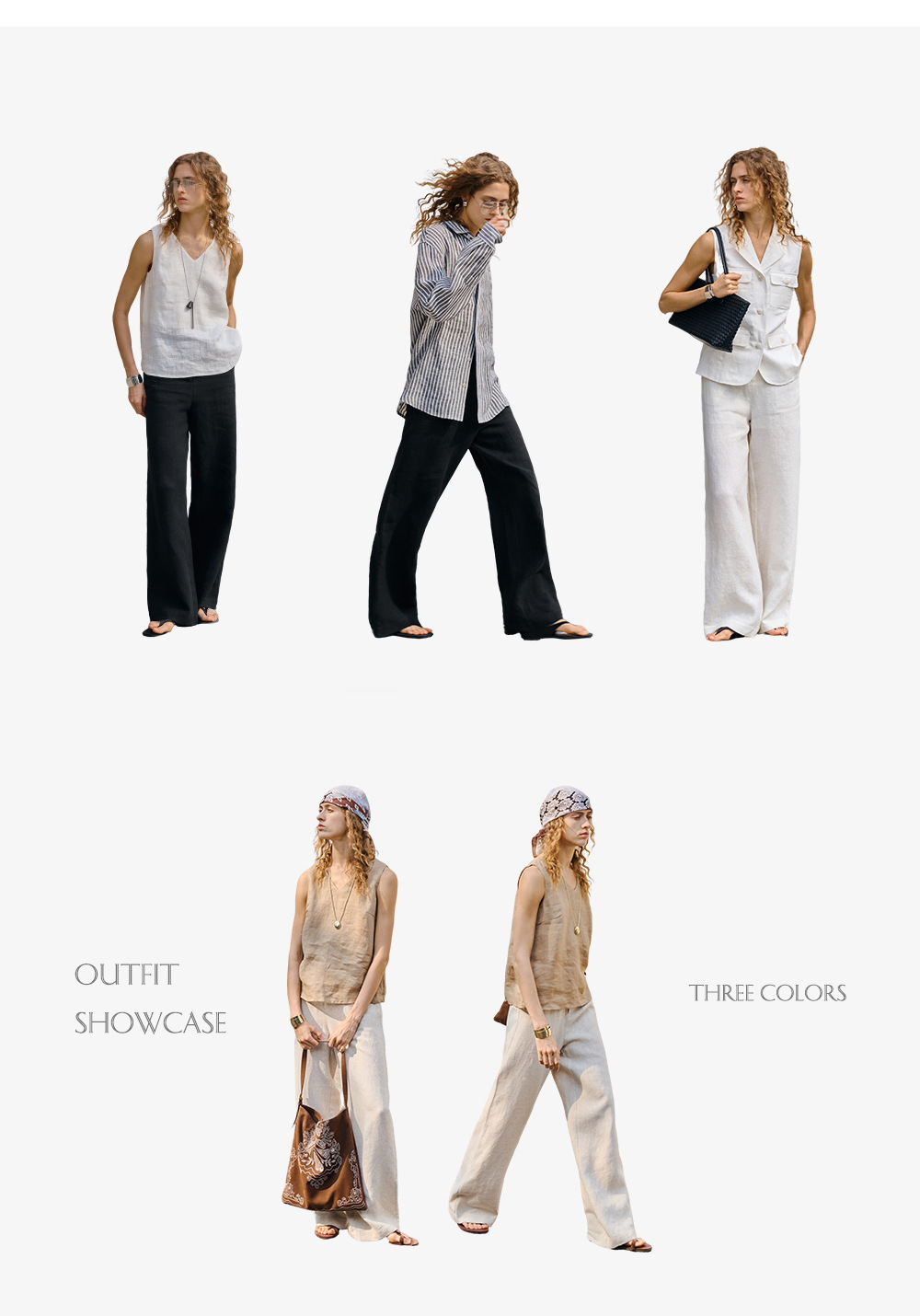 Linen loose straight-leg pants for commuting, long pants with a high-quality feel for old money, high-waisted fashionable linen casual pants for women in spring and summer pic 9