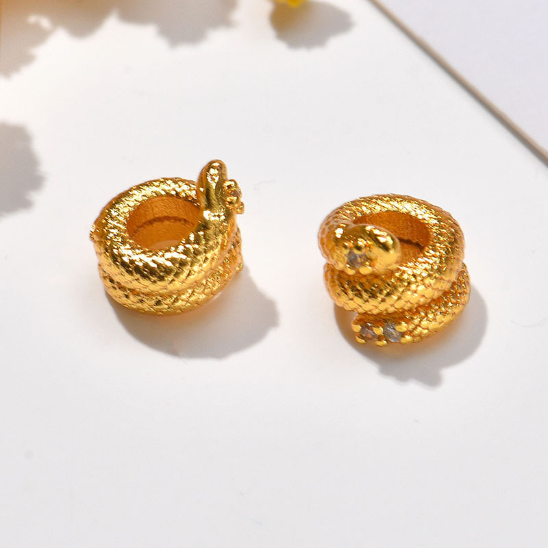 高级感静俏欧美沙金铜蛇戒指小众风开口指环饰品跨境手工配件批发详情8