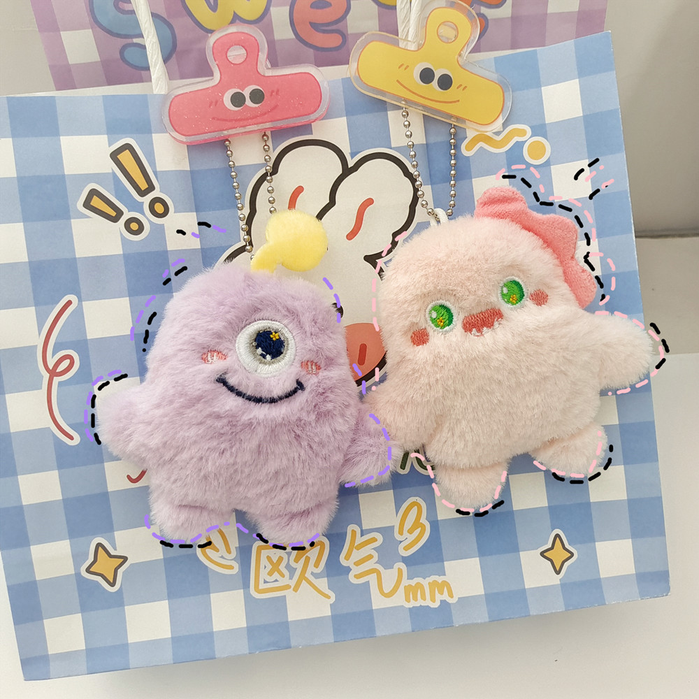 The same style of plush toy on Xiaohongshu, one-eyed little monster, three-eyed cute monster bag, key pendant, adorable doll brooch pic 10
