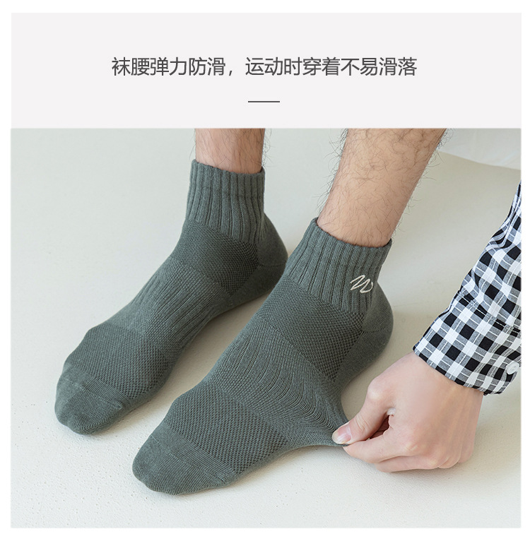 短袜男士春夏季刺绣纯色棉袜 低帮短筒休闲网眼袜子男船袜现货批详情5