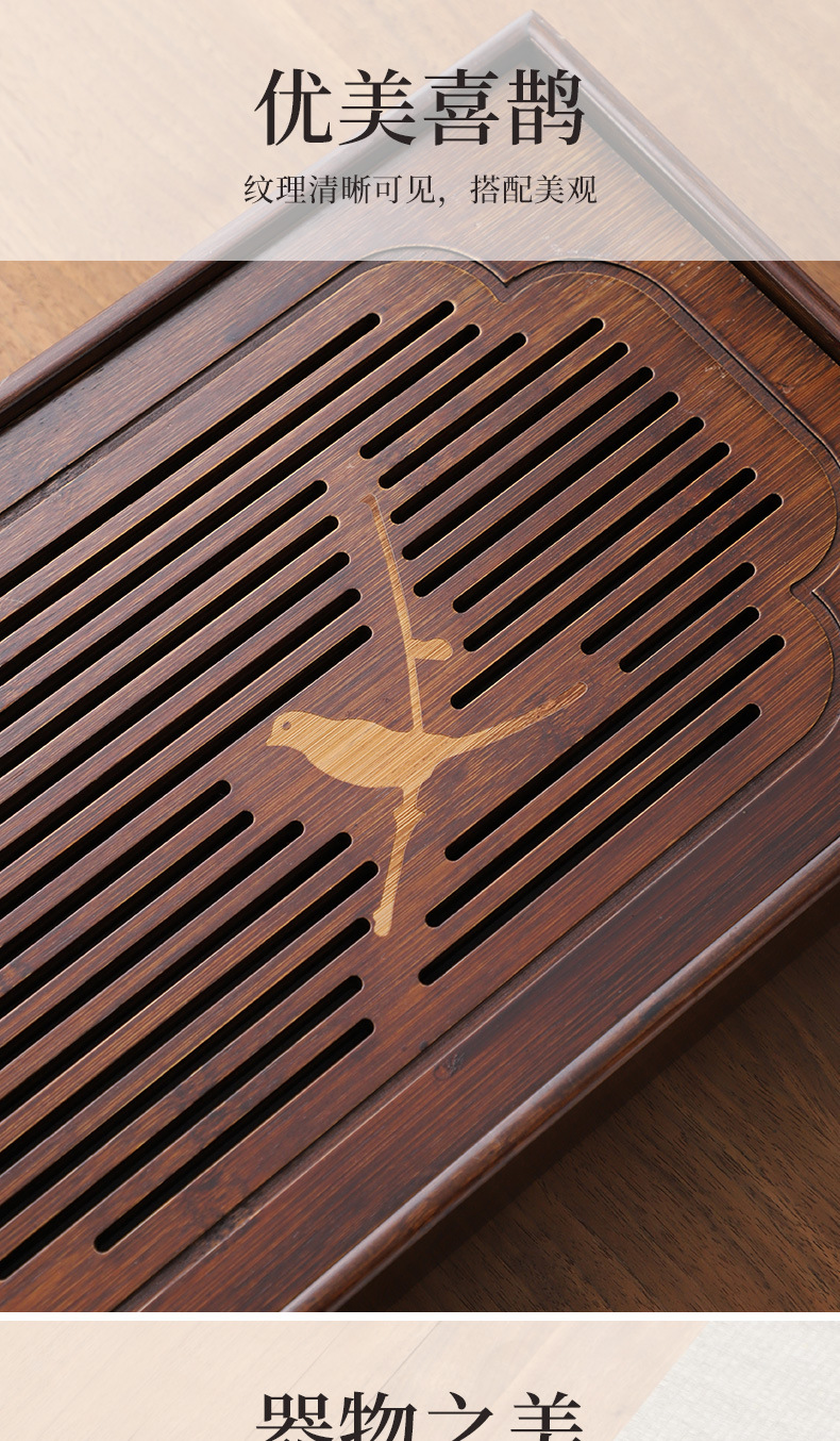 Wholesale of household small water storage trays, draining tea tables, simple rectangular bamboo tea sets, large and small sizes pic 8