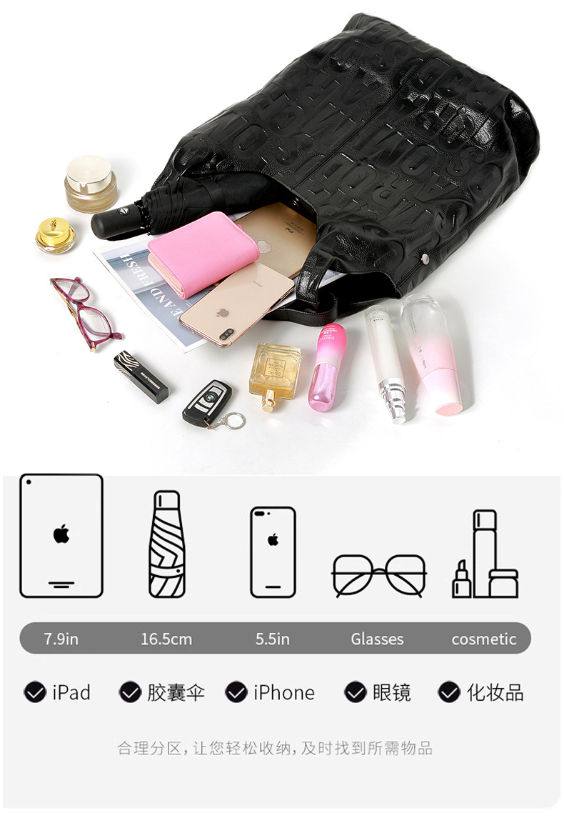 跨境托特包真皮女包新款大容量大包高级感头层牛皮通勤腋下单肩包详情11