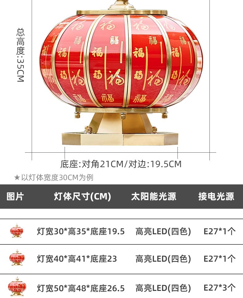 国潮新中式时尚全铜户外防水福字灯笼柱头灯中国风户外门柱花园庭院灯详情20
