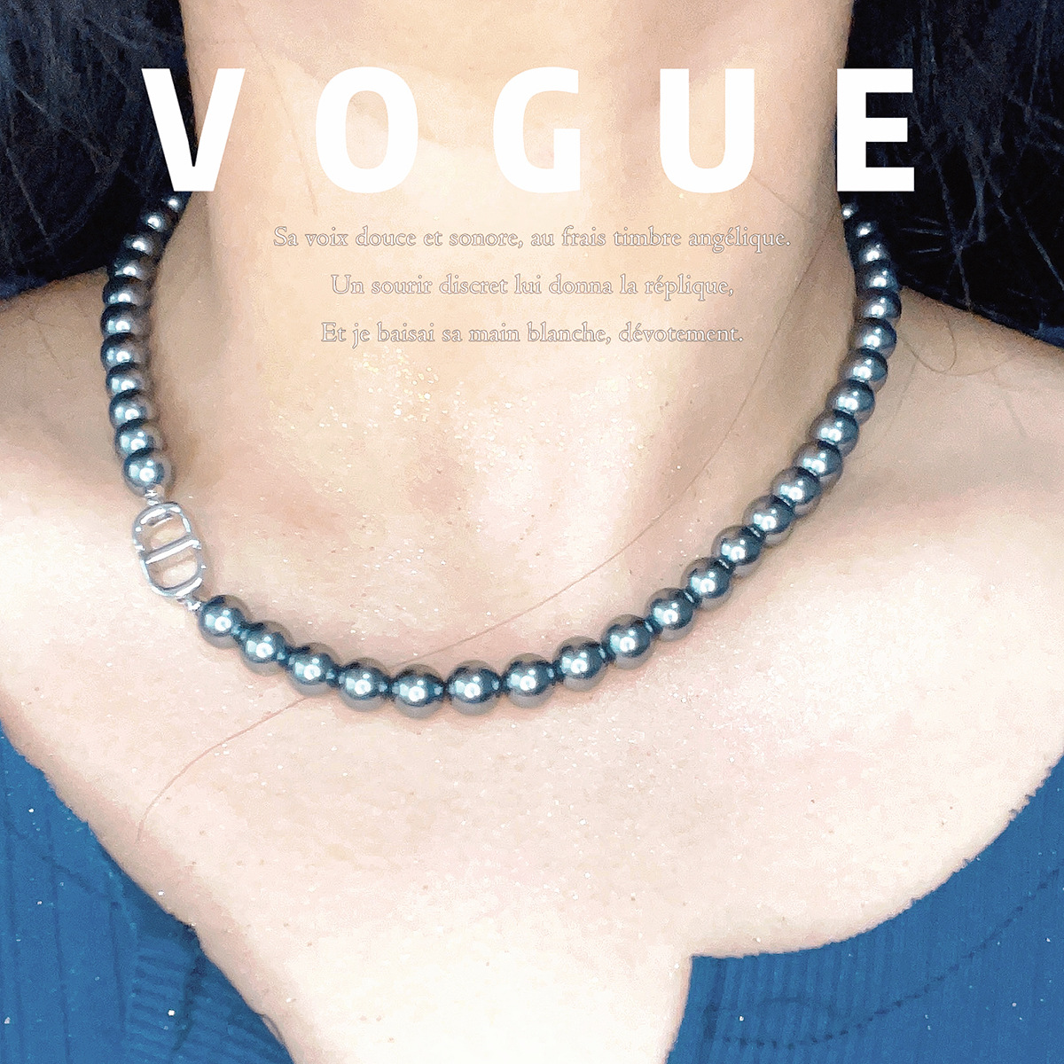 The trendy Shi Jia Zheng Round Strong Light Tahitian black pearl necklace for women with pig noses, a new trendy collarbone chain for women pic 1