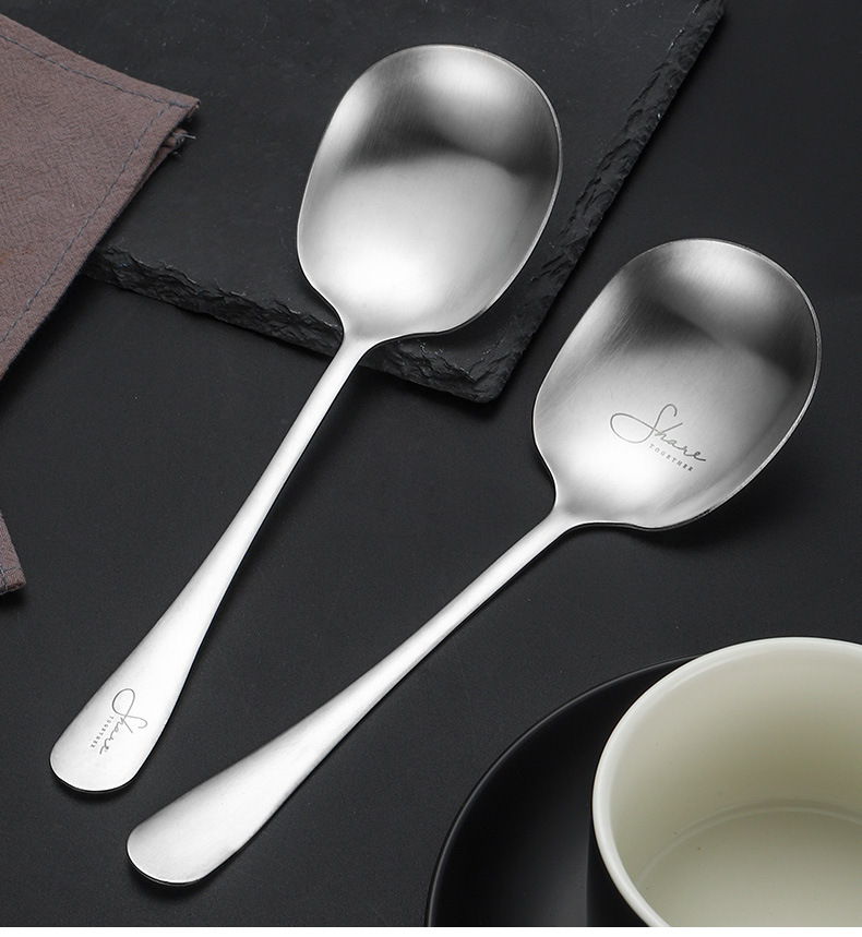 201不锈钢勺子家用分菜勺网红雪花公勺餐具大汤勺饭勺酒店餐厅详情13