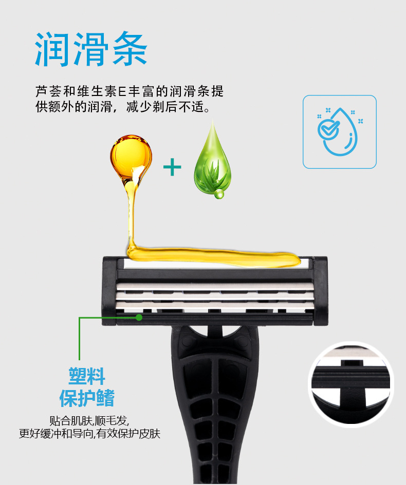 Cross-border new manual shaver Pearl Max three-layer replaceable blade head disposable shaving knife pic 9