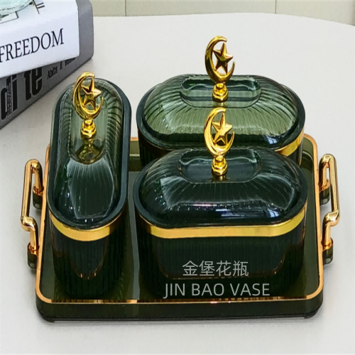 轻奢高颜值玻璃果盘商用水果拼盘家用创意分格干果盒小吃零食盘详情11