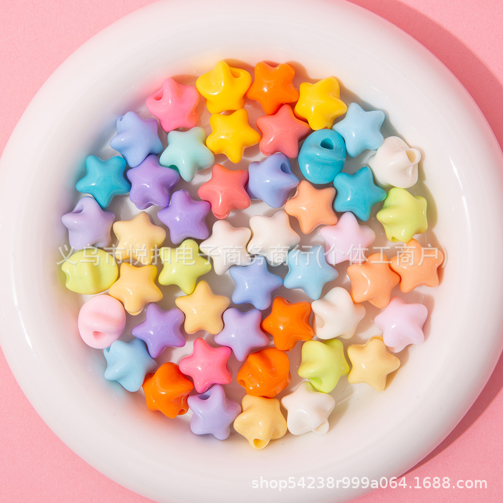 马卡龙色五角星直孔散珠串珠diy手机链钥匙扣材料配件五角星珠详情5