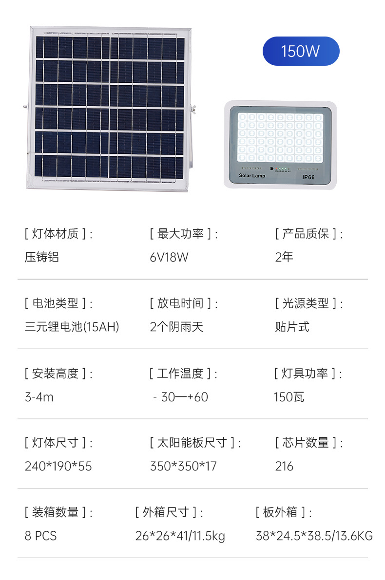 户外太阳能灯家用庭院灯led防水投光灯大功率太阳能路灯厂家批发详情9