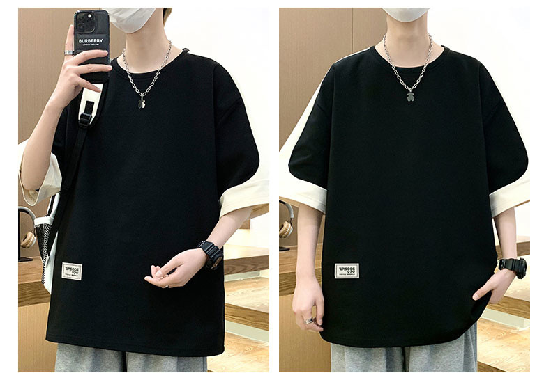 A large-sized short-sleeved T-shirt for men, a new summer 2024 half-sleeved base layer, is a trendy outfit for men on Instagram pic 25