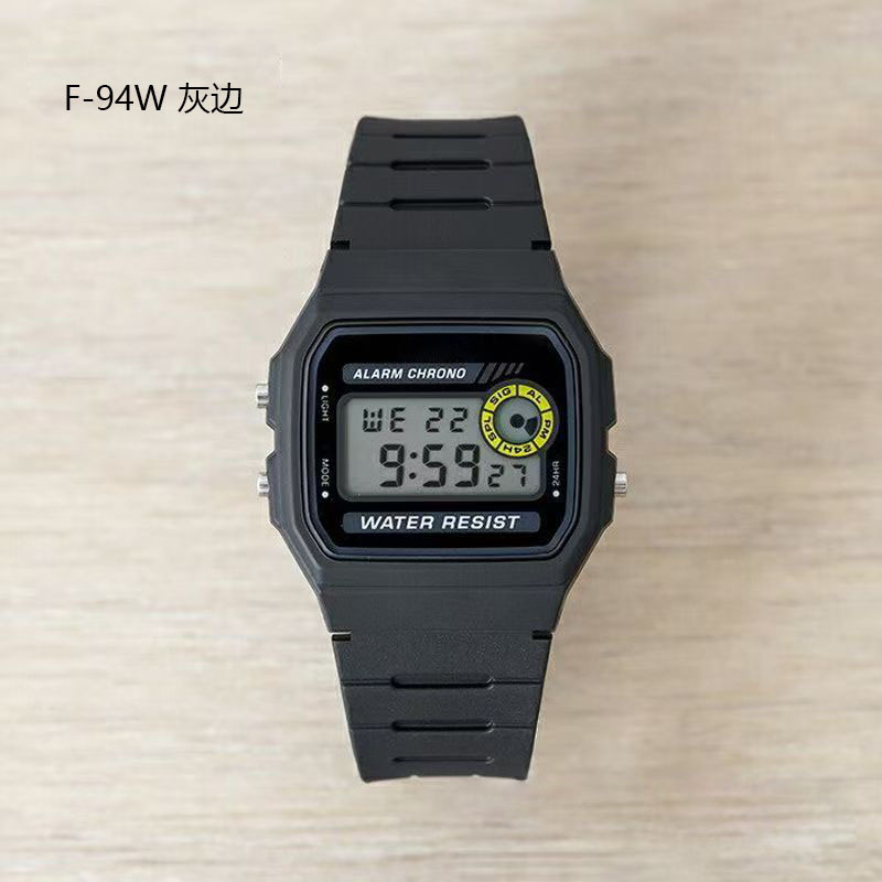 The best-selling retro digital display alarm clock with color lights, multi-functional sports student electronic watch, Cold Light F-91W pic 11