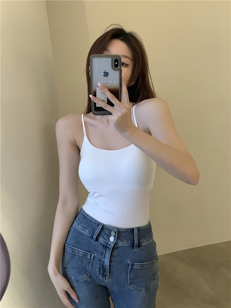 春夏无痕辣妹内搭纯欲美背吊带背心带胸垫外穿打底上衣裹胸抹胸女详情33