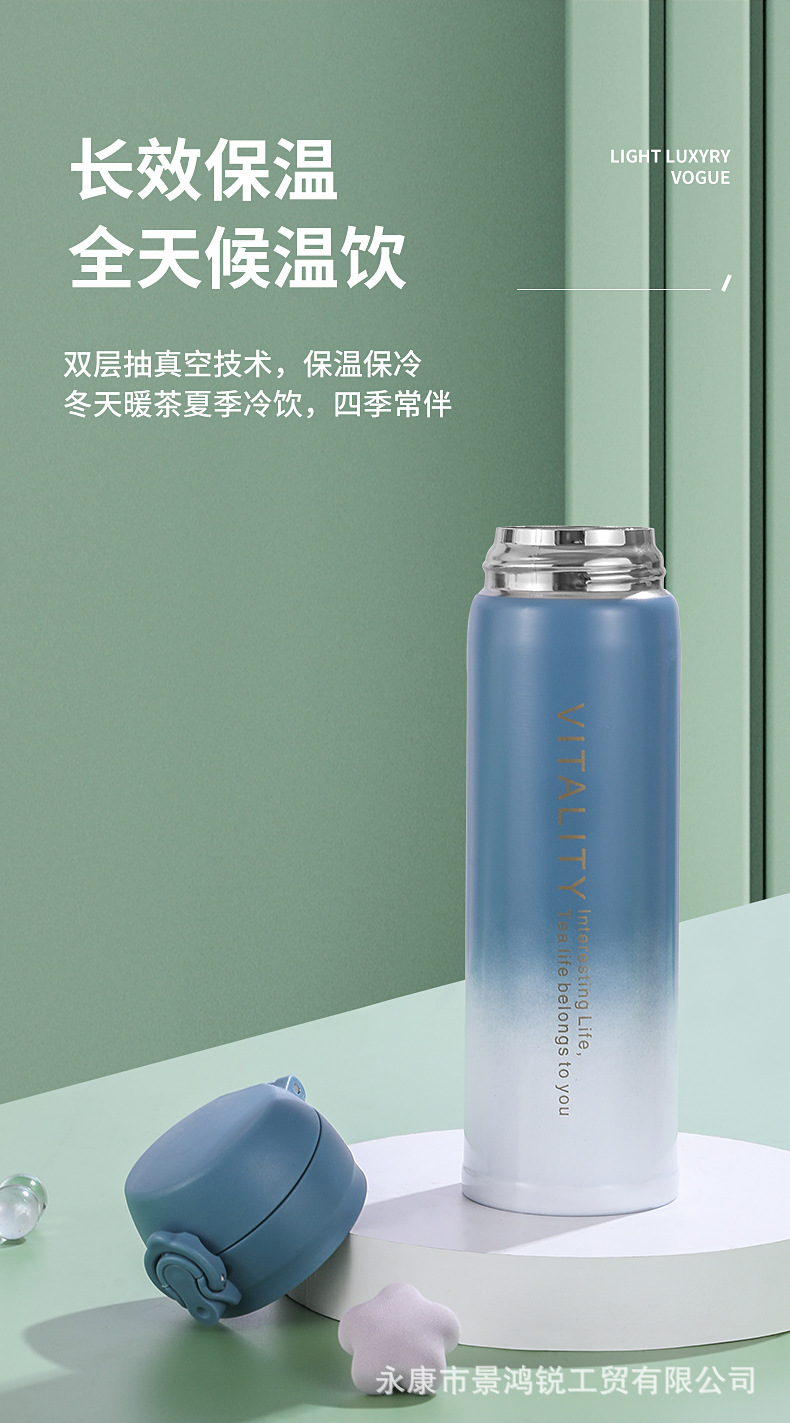 Carefully selected 304 stainless steel gradient bouncing vacuum insulated cups, outdoor portable lockable water cups for male and female students pic 3