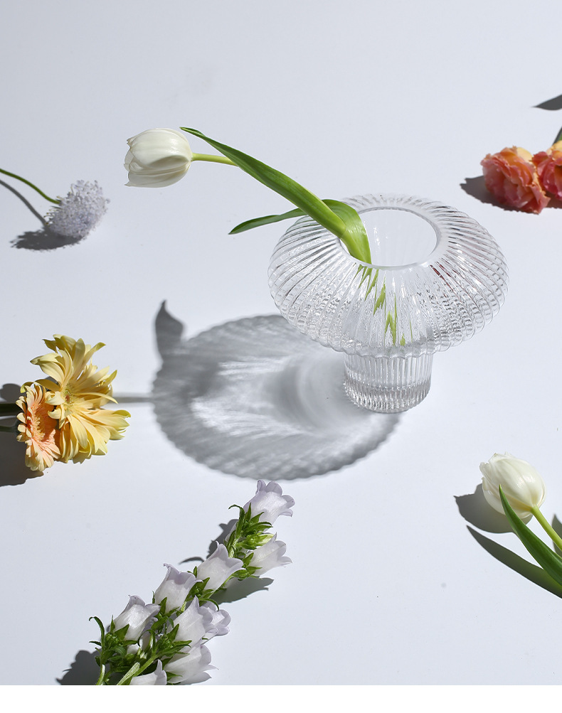 Cross-border TEMU best-selling transparent living room dining table vase, ins home soft furnishing exposed material hydroponic glass flower vase pic 1