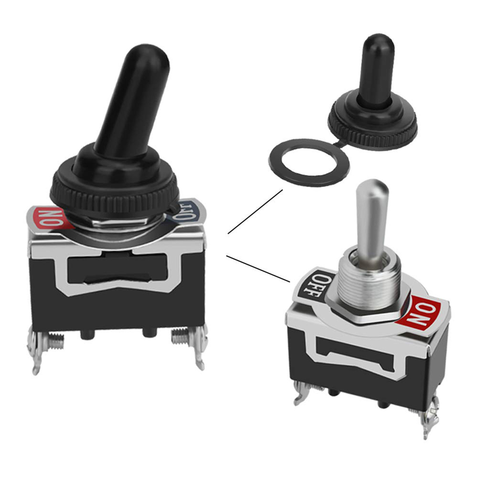 KN3(C)-101A car joystick toggle switch 20A two-pin self-locking power button switch with waterproof cover pic 1