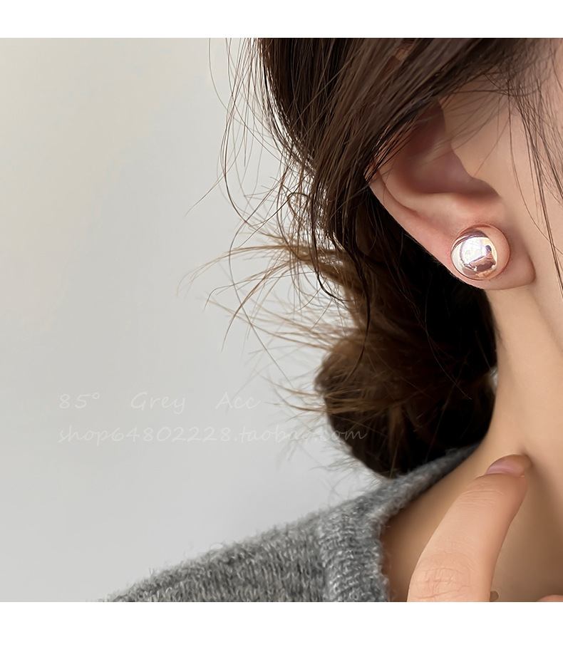 Shi Family Cherry Blossom Pink steamed bun Pearl Earrings for women, pure silver, high-end and simple earrings, mid-to-high-end wholesale accessories in Yiwu pic 13